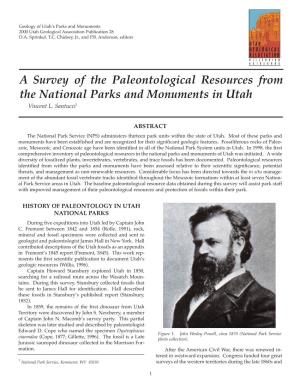 A Survey of the Paleontological Resources from the National Parks and Monuments in Utah Vincent L