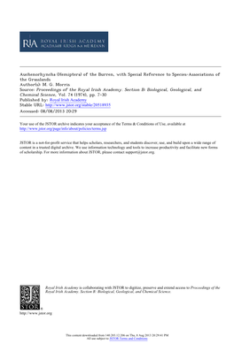 Auchenorhyncha (Hemiptera) of the Burren, with Special Reference to Species-Associations of the Grasslands Author(S): M