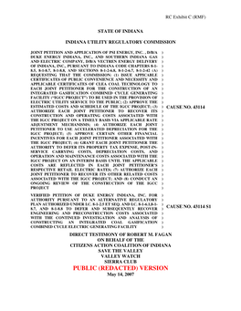 PUBLIC (REDACTED) VERSION May 14, 2007 1 TABLE of CONTENTS 2 3 I
