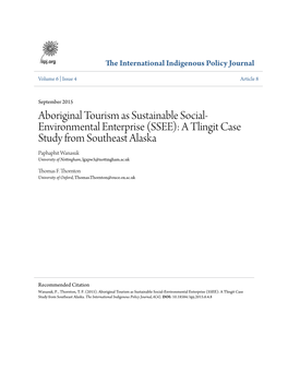 (SSEE): a Tlingit Case Study from Southeast Alaska Paphaphit Wanasuk University of Nottingham, Lgxpw3@Nottingham.Ac.Uk