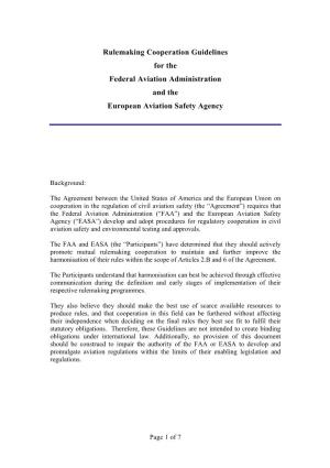 Rulemaking Cooperation Guidelines for the FAA and the EASA