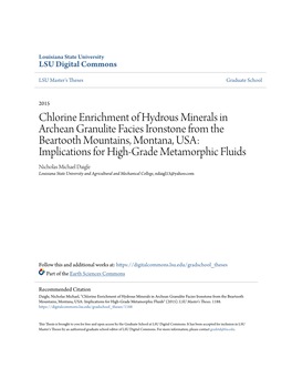 Chlorine Enrichment of Hydrous Minerals In