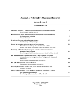 Journal of Alternative Medicine Research