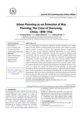 Urban Planning As an Extension of War Planning: the Case of Shenyang, China, 1898-1966
