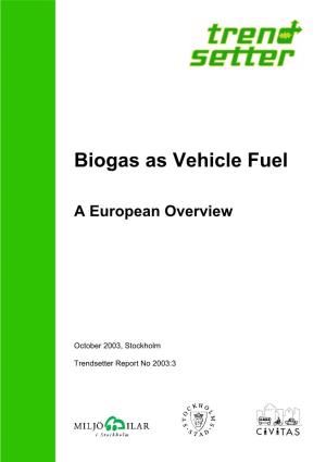 Biogas As Vehicle Fuel