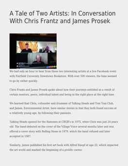 A Tale of Two Artists: in Conversation with Chris Frantz and James Prosek