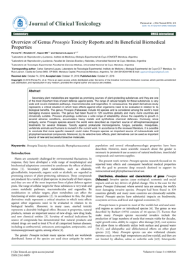 Overview of Genus Prosopis Toxicity Reports and Its Beneficial