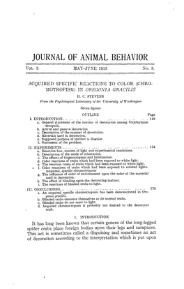 Journal of Animal Behavior Vol