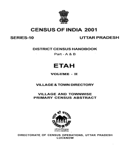 District Census Handbook, Etah, Part XII- a & B, Vol-II, Series-10, Uttar Pradesh