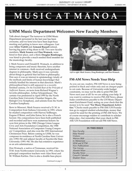 UHM Music Department Welcomes New Faculty Members