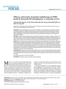 Efficacy and Toxicity of Particle Radiotherapy in WHO Grade II and Grade III Meningiomas: a Systematic Review