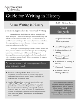 Guide for Writing in History
