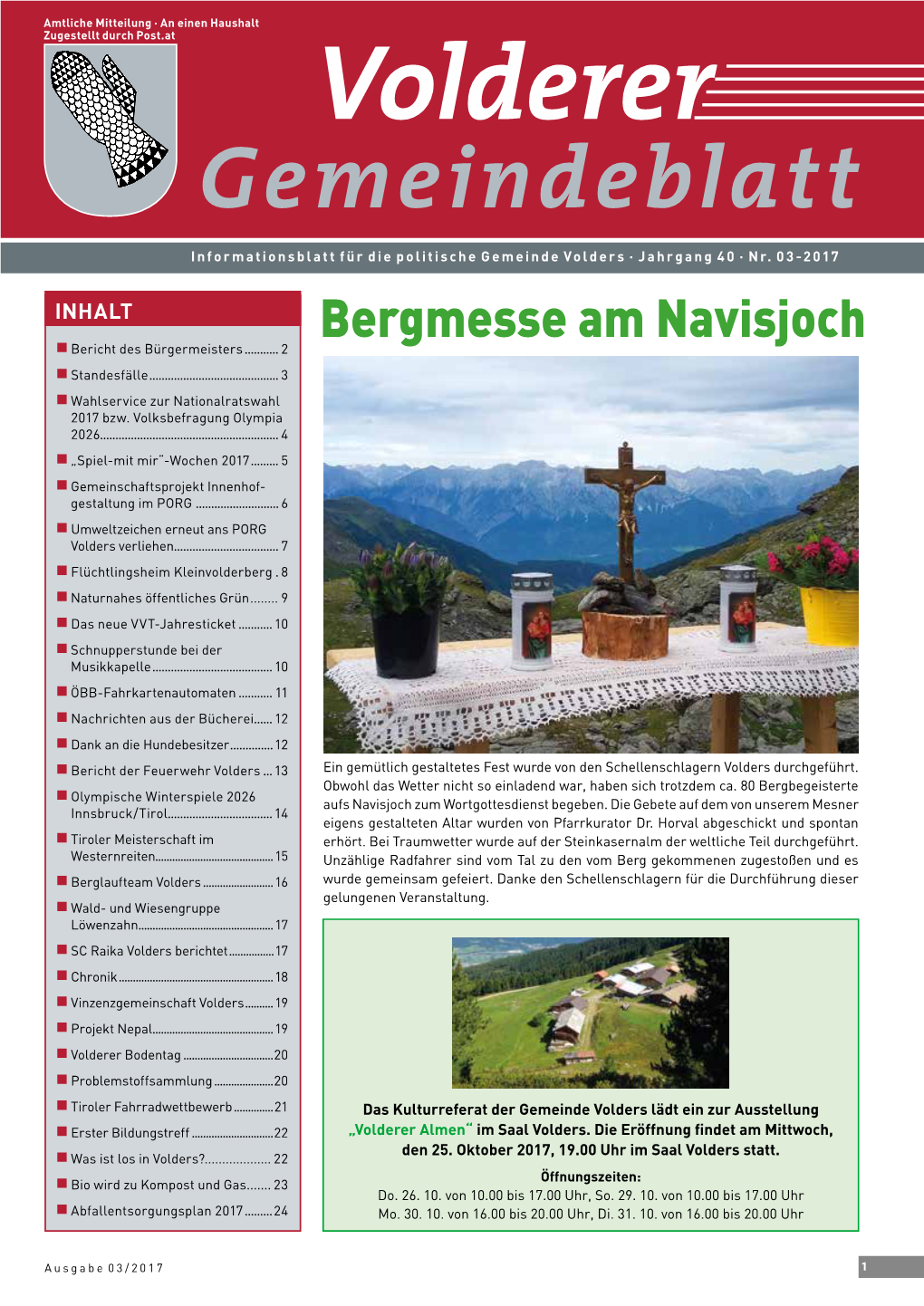 Gemeindeblatt Informationsblatt Für Die Politische Gemeinde Volders · Jahrgang 40 · Nr