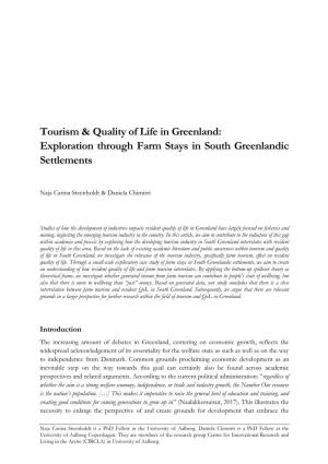 Tourism & Quality of Life in Greenland
