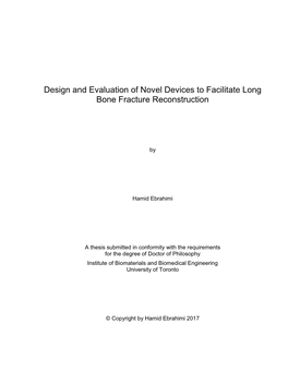 Design and Evaluation of Novel Devices to Facilitate Long Bone Fracture Reconstruction