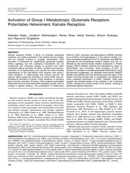 Activation of Group I Metabotropic Glutamate Receptors Potentiates Heteromeric Kainate Receptors