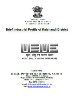 Brief Industrial Profile of Kalahandi District