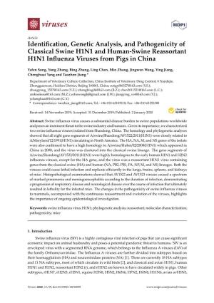 Identification, Genetic Analysis, and Pathogenicity of Classical Swine H1N1 and Human-Swine Reassortant H1N1 Influenza Viruses F