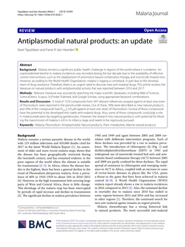 Antiplasmodial Natural Products: an Update Nasir Tajuddeen and Fanie R