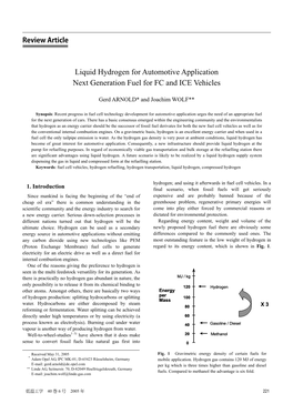 Liquid Hydrogen for Automotive Application Next Generation Fuel for FC and ICE Vehicles � Gerd ARNOLD* and Joachim WOLF**