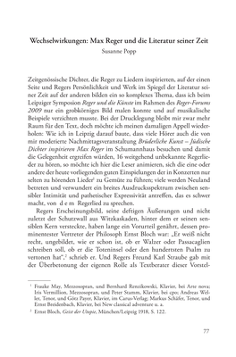 Wechselwirkungen: Max Reger Und Die Literatur Seiner Zeit Susanne Popp