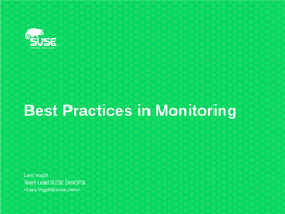 Best Practices in Monitoring