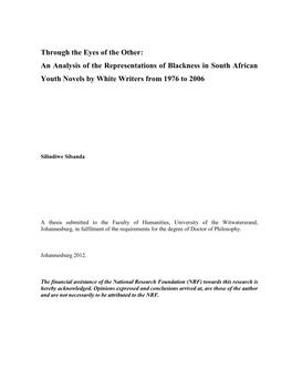 An Analysis of the Representations of Blackness in South African Youth Novels by White Writers from 1976 to 2006