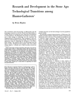 Research and Development in the Stone Age: Technological