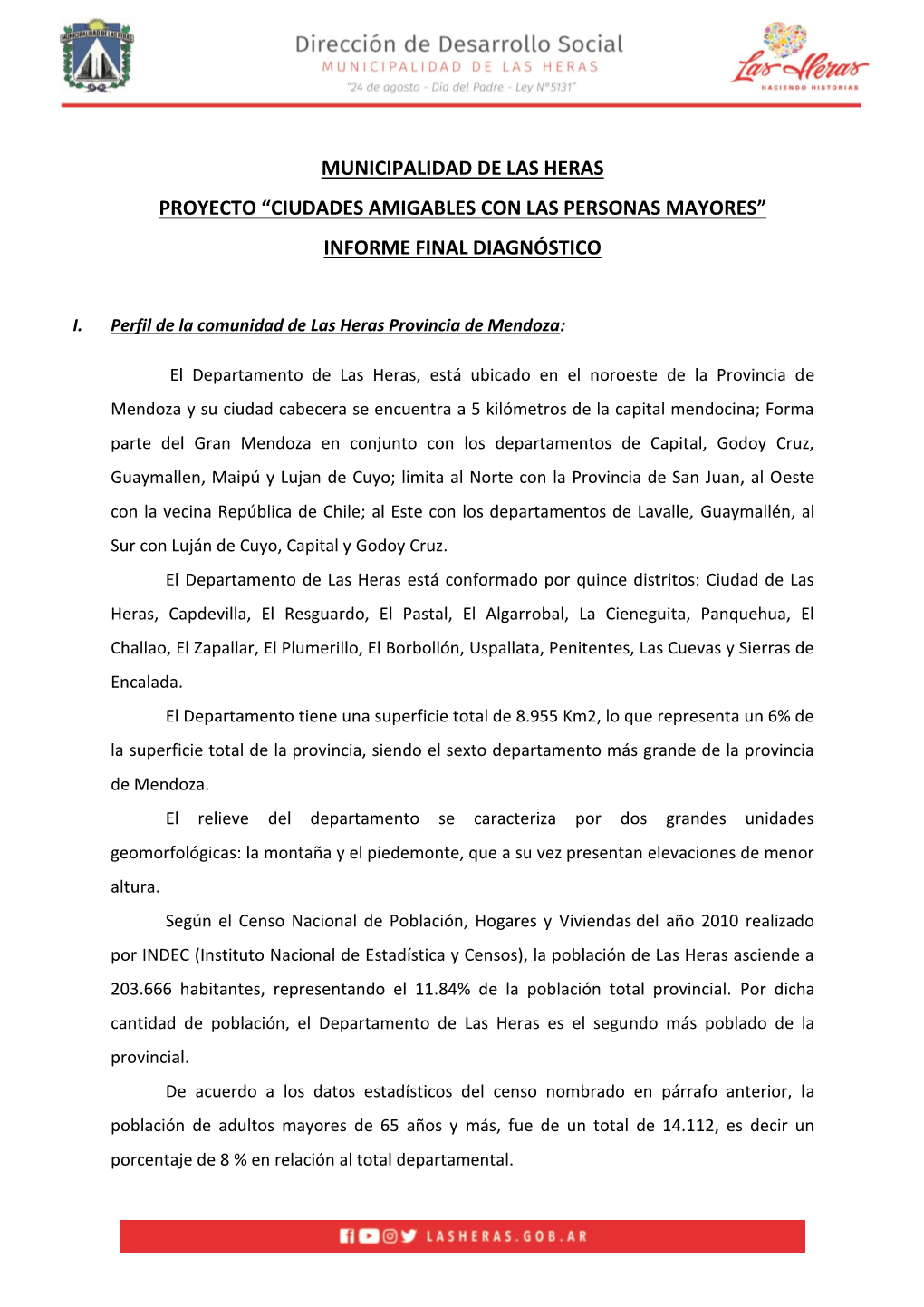 Municipalidad De Las Heras Proyecto “Ciudades Amigables Con Las Personas Mayores” Informe Final Diagnóstico