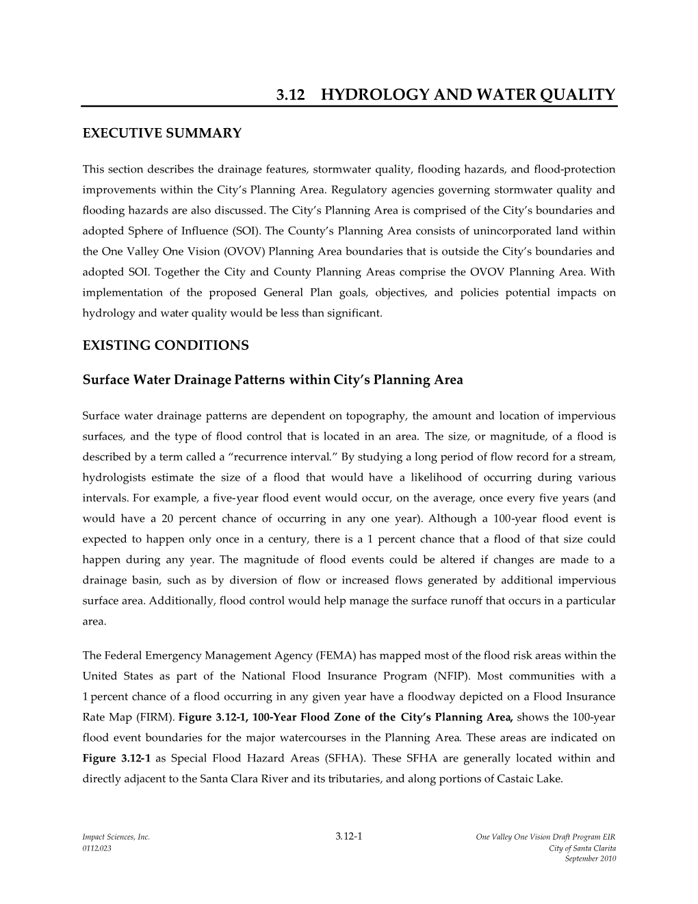 3.12 Hydrology and Water Quality