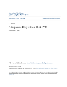 Albuquerque Daily Citizen, 11-26-1902 Hughes & Mccreight