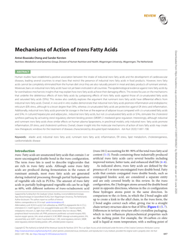 Mechanisms of Action of Trans Fatty Acids Downloaded from by Bibliotheek Der User on 03 June 2020