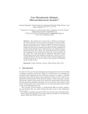 Can Microkernels Mitigate Microarchitectural Attacks?⋆