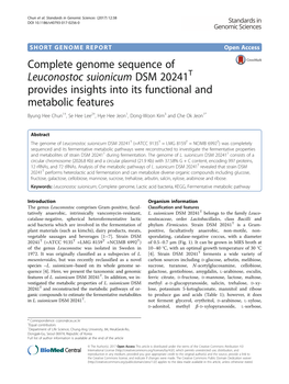 Complete Genome Sequence of Leuconostoc Suionicum DSM
