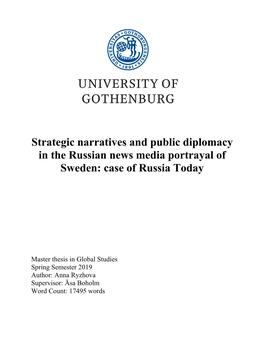 Strategic Narratives and Public Diplomacy in the Russian News Media Portrayal of Sweden: Case of Russia Today