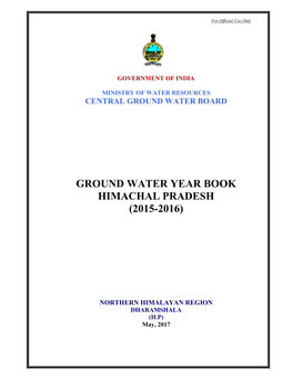 Ground Water Year Book Himachal Pradesh (2015-2016)