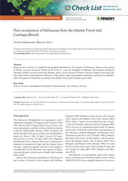 New Occurrences of Salicaceae from the Atlantic Forest and Caatinga (Brazil)