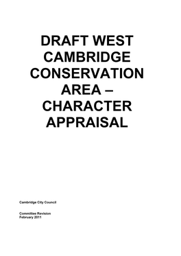 Draft West Cambridge Conservation Area – Character Appraisal