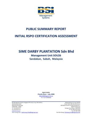 SIME DARBY PLANTATION Sdn Bhd Management Unit SOU26 Sandakan, Sabah, Malaysia