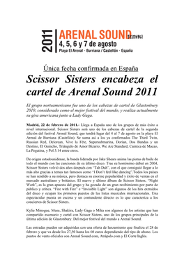 Nota Prensa-SCISSOR SISTERS