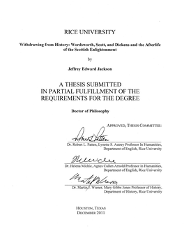 Rice University a Thesis Submitted in Partial