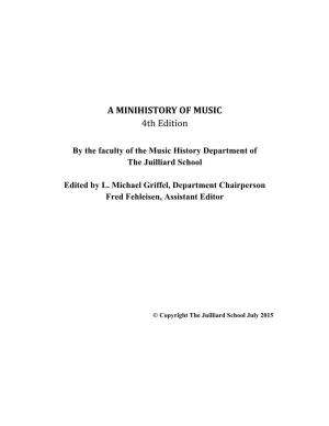 A MINIHISTORY of MUSIC 4Th Edition