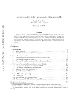 Lectures on the Euler Characteristic of Affine Manifolds