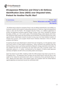 US-Japanese Militarism and China&#8217;S Air