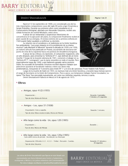 Catálogo De Obras De Dmitri Shostakovich