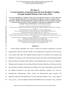 Crystal Chemistry of Martian Minerals from Bradbury Landing Through