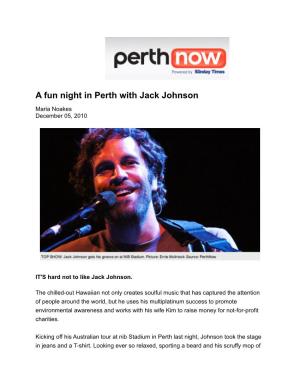 A Fun Night in Perth with Jack Johnson