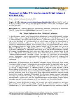 Thompson on Rabe, 'US Intervention in British Guiana: A