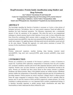 Protein Family Classification Using Shallow and Deep Networks ABSTRACT 1 INTRODUCTION