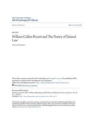 William Cullen Bryant and the Poetry of Natural Law